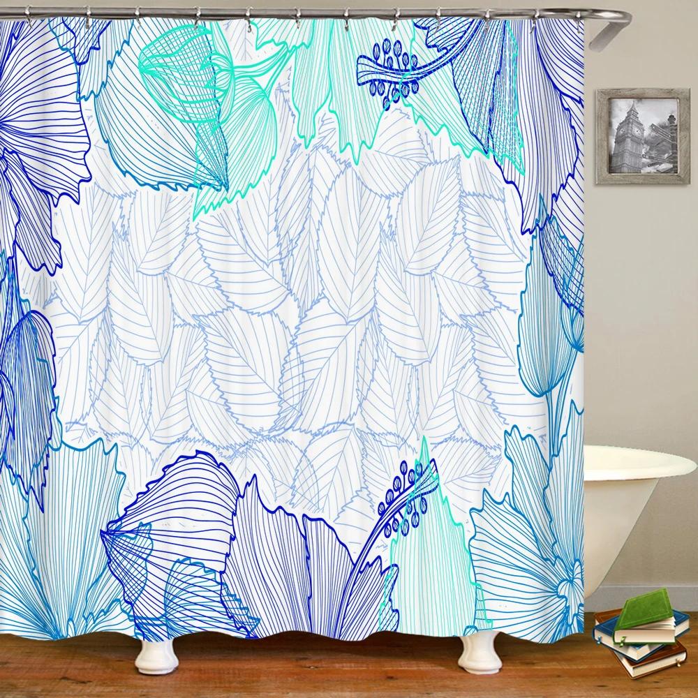 3D Tropical Green Plant Leaf Palm Cactus Bathroom Shower Curtain Home Decor Curtain Waterproof Fabric Shower Curtains With Hook