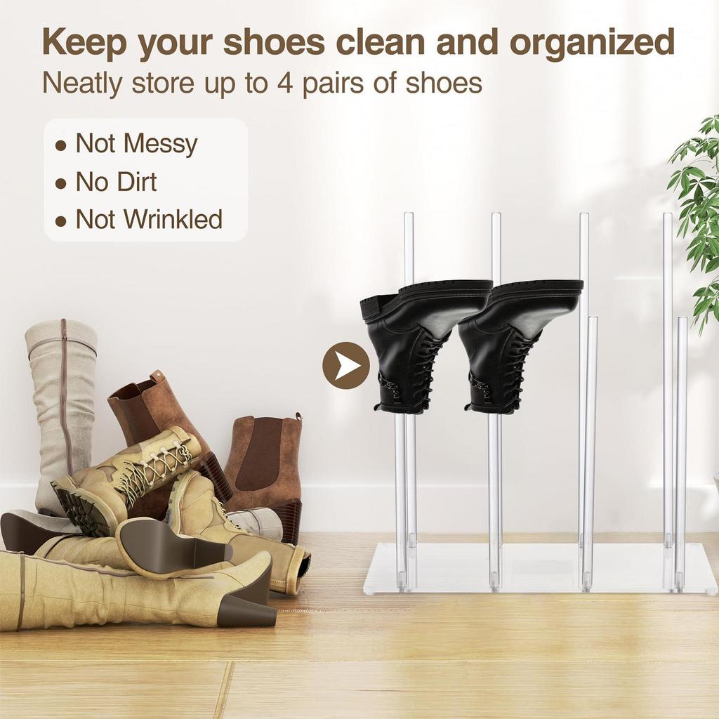 Tall Boots Rack Organizer Standing Shoe Storage Racks Organizer Space-Saving Sneaker Support High Boots Storage For Bedroom