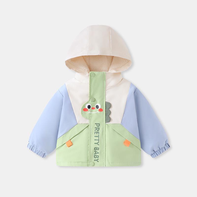 Детская осенне-зимняя велюровая ветровка с капюшоном для мальчиков и девочек 80 cm