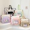 Student Messenger Bag Color Block Shoulder Bag Transparent Tote Bag
