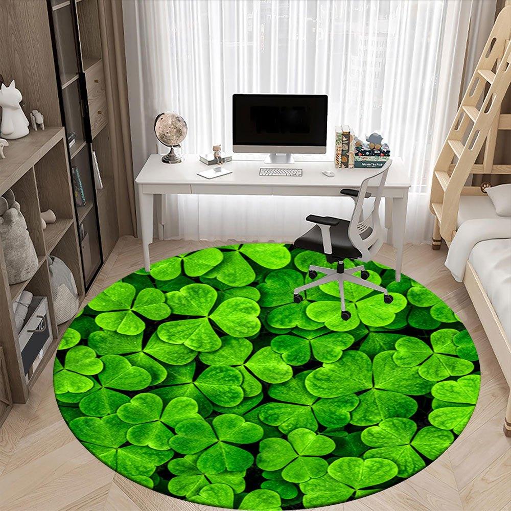 Four-Leaf Clover Luck: Nature's Perfect Symbol for Good Fortune!Round Non-Slip chair mat chair carpet for office Rugs for Office Decor Gift For Valent