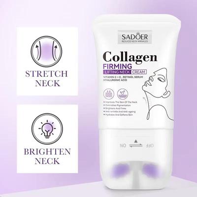Sadoer 110Ml Collagen Firming Neck Cream Lifting Moisturizing Brightening Massage Roller Neck Beauty Cream Necks Skin Care