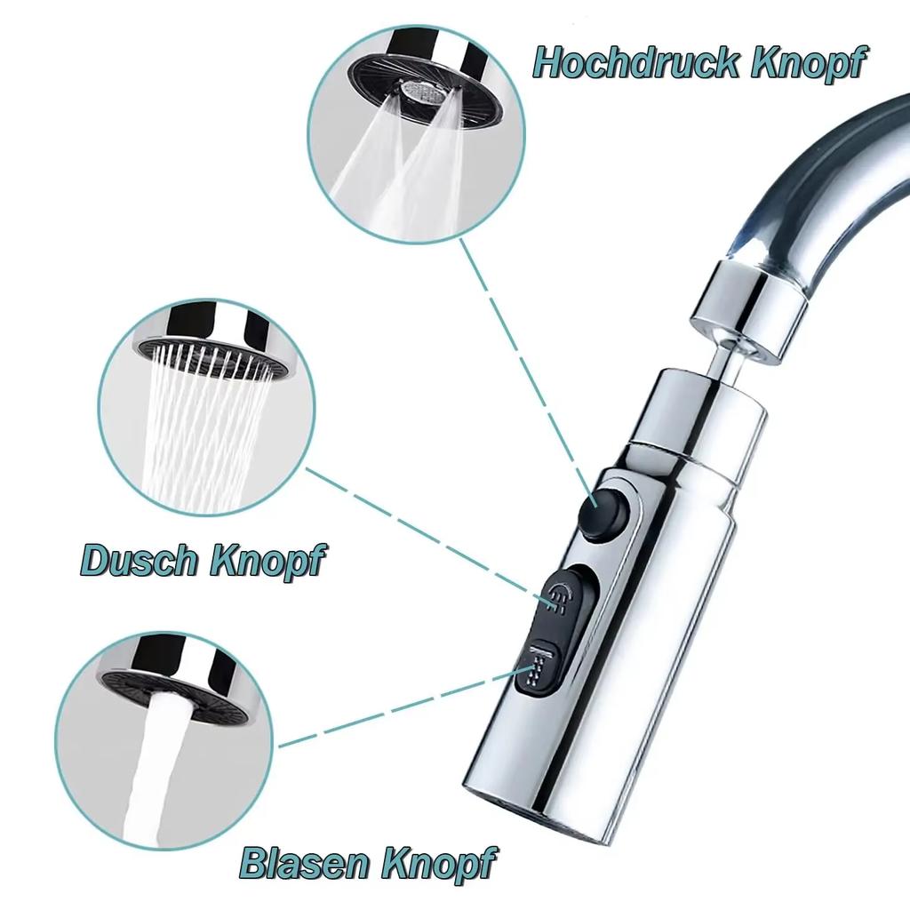 1Piece Kitchen Faucet Aerator Faucet 3 Modes Bathroom Counter-Splash Sprayer Kitchen Taps Counter-Splash Tap Booster Shower Filter