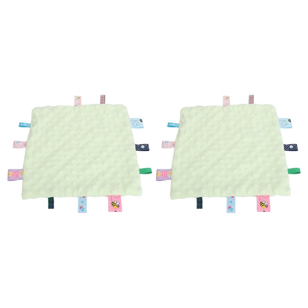 2pcs Baby Security Blanket Pure Cotton 3D Particle Sensory Development Baby Comfort Blanket with Colorful