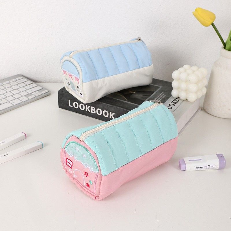 High-appearance-level Small House-shaped Pencil Case Niche Cute and Fresh Large-capacity Embroidered Stationery Storage Bag