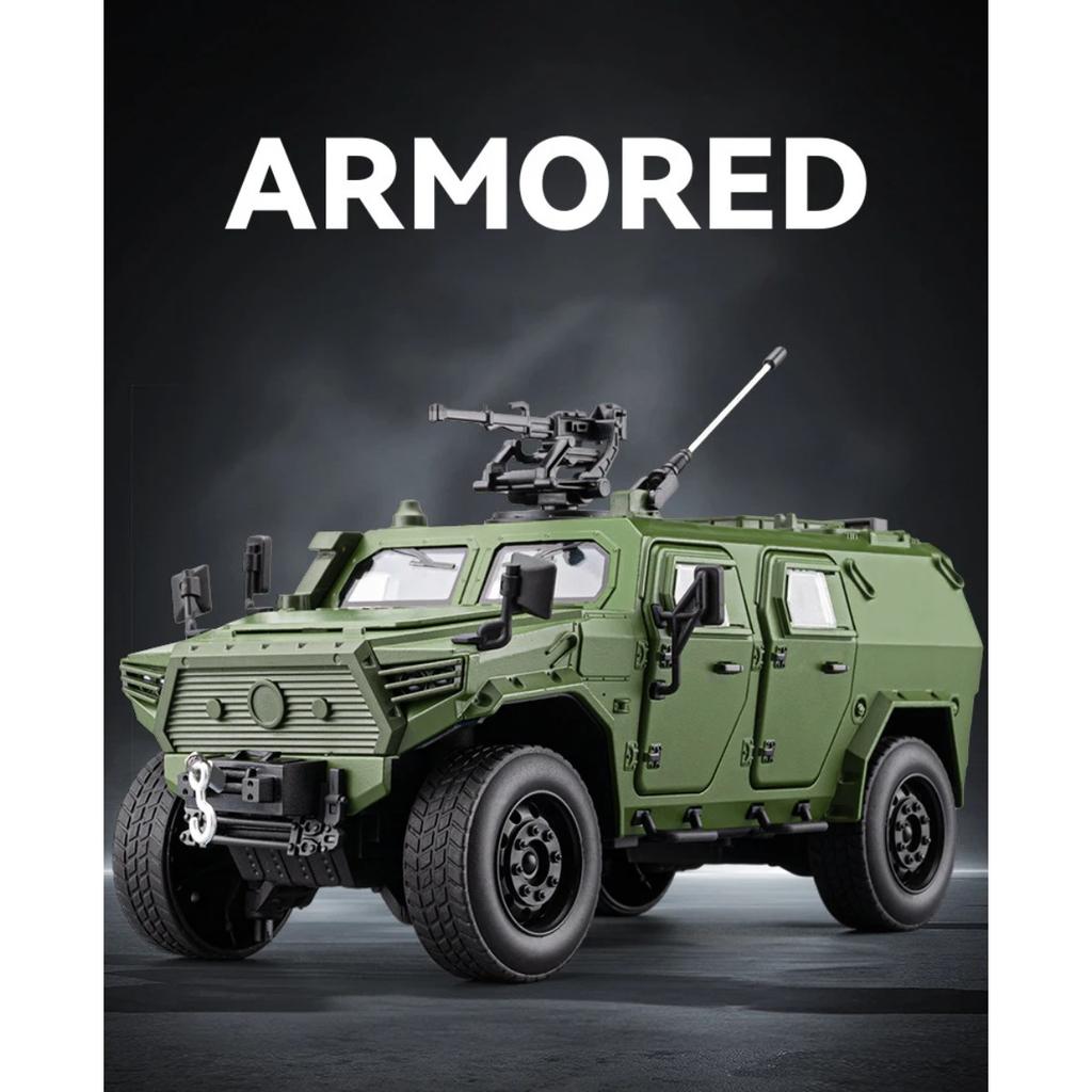 1/20 Bravewarrion Armored Explosion Proof Vehicle Alloy Diecast Model Car Indoor Desktop Decoration Display Ornaments Birthday