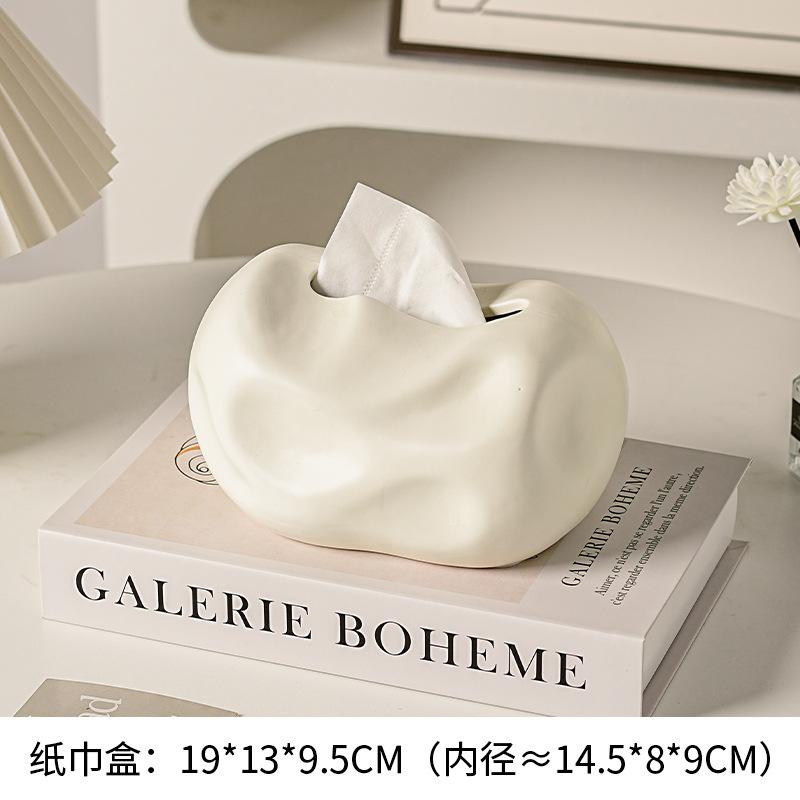 Ceramic Cream Style Decorative Aesthetic Modern MinimalistforLiving Room Home Office Desktop Tissue Holder Napkin Dispenser Home
