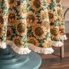 Yarn-Dyed Large Blue Floral Tassel Table Cloth American Style Oil Painting Household Circular Tablecloth Tea Table Cover Towel