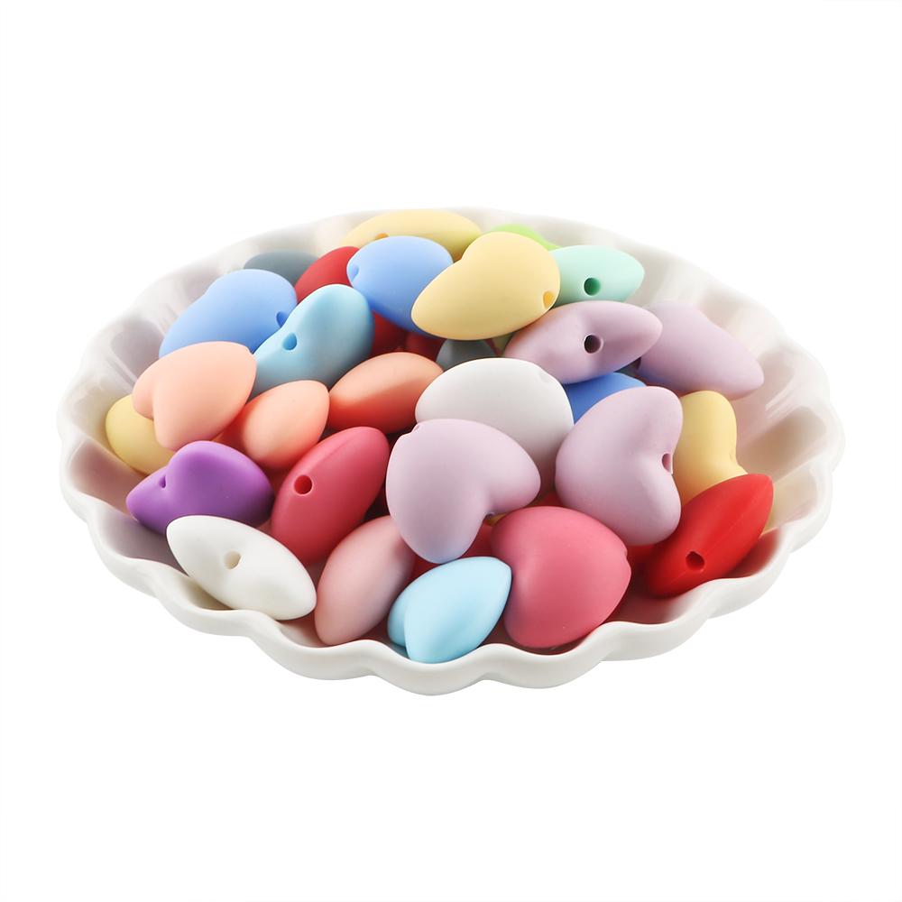 Kovict 21pcs Silicone Beads Heart Shape Charm For Jewelry Making Necklace Bracelets Accessories