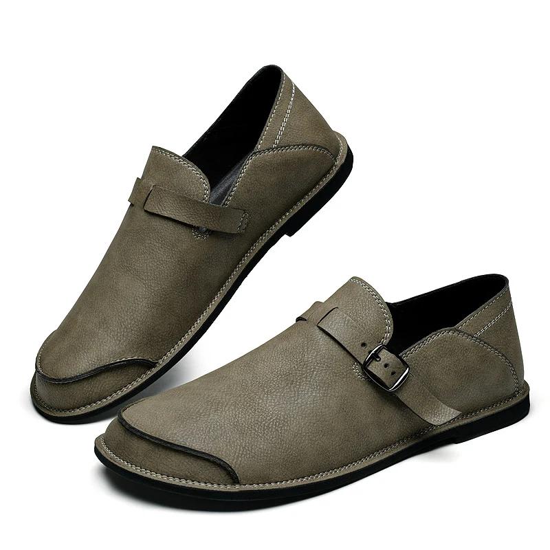 Genuine Leather Men Casual Shoes Handmade Slip On Loafers Versatile Man Moccasins Simple Comfy Male Driving Shoes Walking Flats