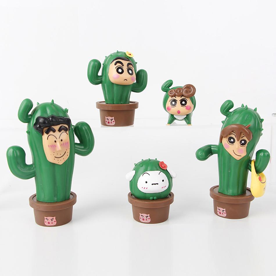 5 Stück Crayon Shin-chan Kaktus Actionfigur Nohara Shinnosuke Anime Figur PVC Sammlermodell Spielzeug Kindergeschenke