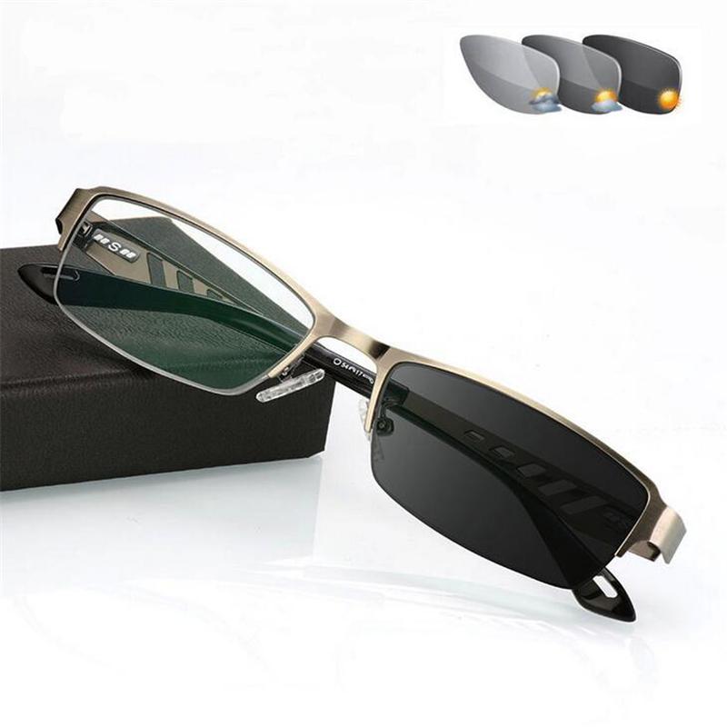 Outdoor Shade Anti-UV Half Frame Sun Light-sensitive Farsighted Eyeglasses Square Hyperopia Glasses Magnifier 0 +25 +50 +75 To +600