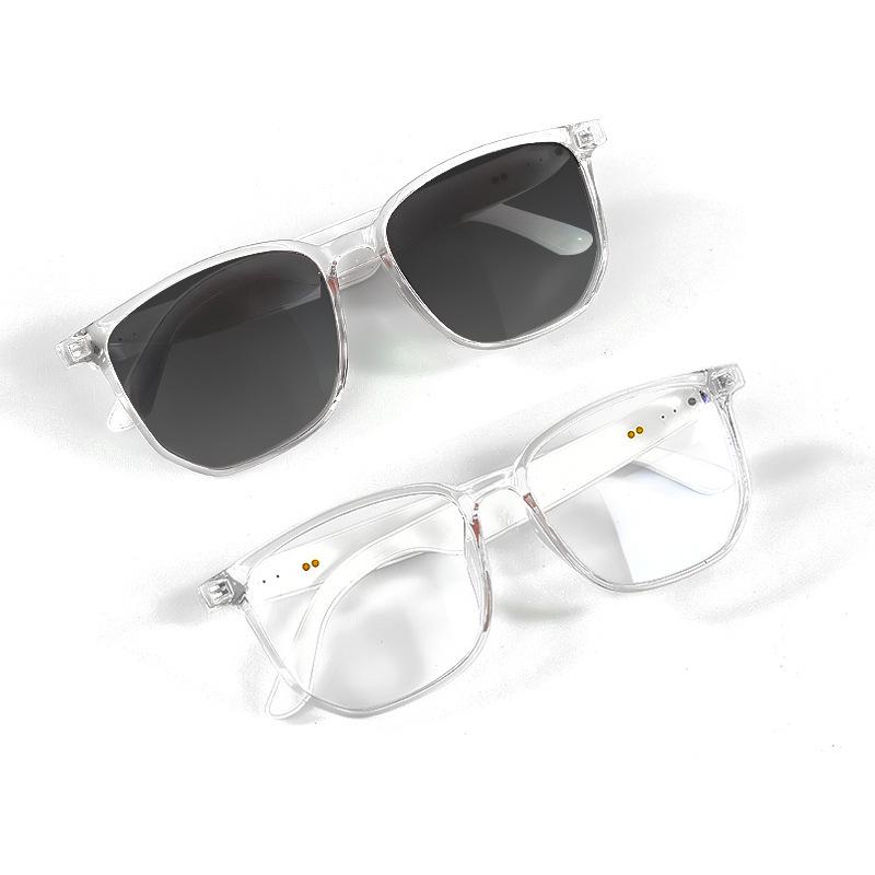 Smart Bluetooth Polarized Sunglasses with UV Protection, Anti-Blue Light, Music & Call Features, Transparent, Replaceable Lenses