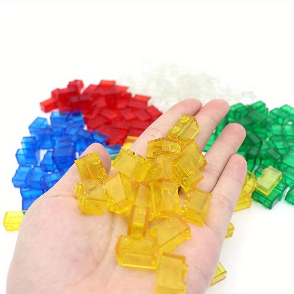 40 pezzi/sacchetto di piccole particelle di mattoni trasparenti mattoni trasparenti 1x2 blocchi di costruzione classici parti alla rinfusa accessori giocattoli per bambini