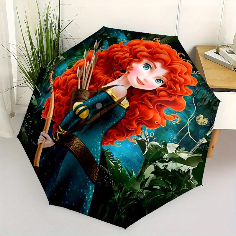 

1pc Brave Merida Automatic Folding Umbrella - 3 Folding Design, Vivid Cartoon Pattern, Suitable for Outdoor Activities, A Gift for Fans In A