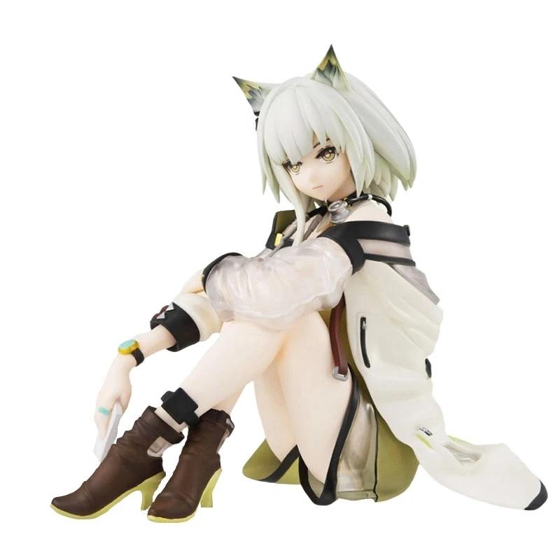 Anime Figure Arknights Kal'tsit Cute Cat Ear Sitting Girl PVC Instant Noodle Press Game Series Anime Character Collection 10CM