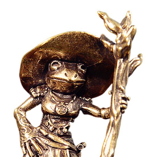 1/2/3Pcs Brass Frog Witch Figurine Vintage Brass Frog Ornament Fantasy Witch Decoration Whimsical Home Accents