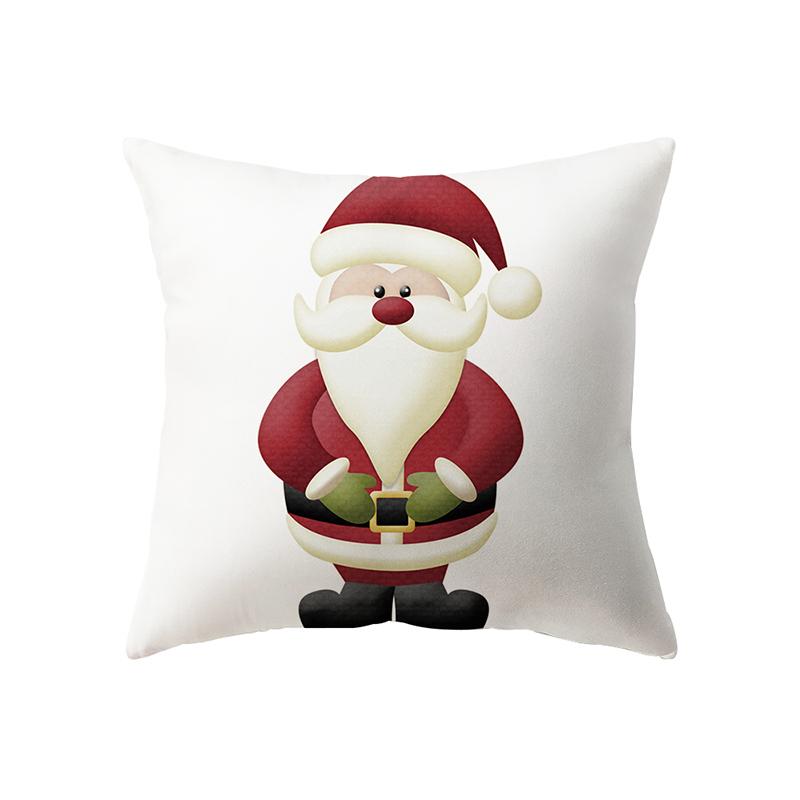 Cute Santa Claus Merry Christmas Print Pattern Cushion Cover Home Living Room Sofa Decoration Polyester Pillow Pillow Cover