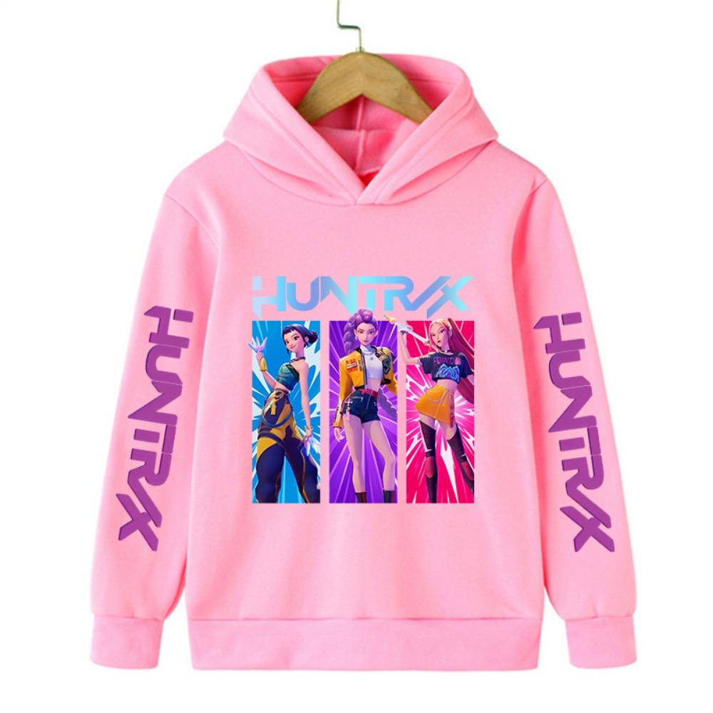 Korean-style Kids Fashion Hoodie Kpop Demon Hunter Fleece Sweatshirt Cute Harajuku-style Girls Fall/Winter Pullover