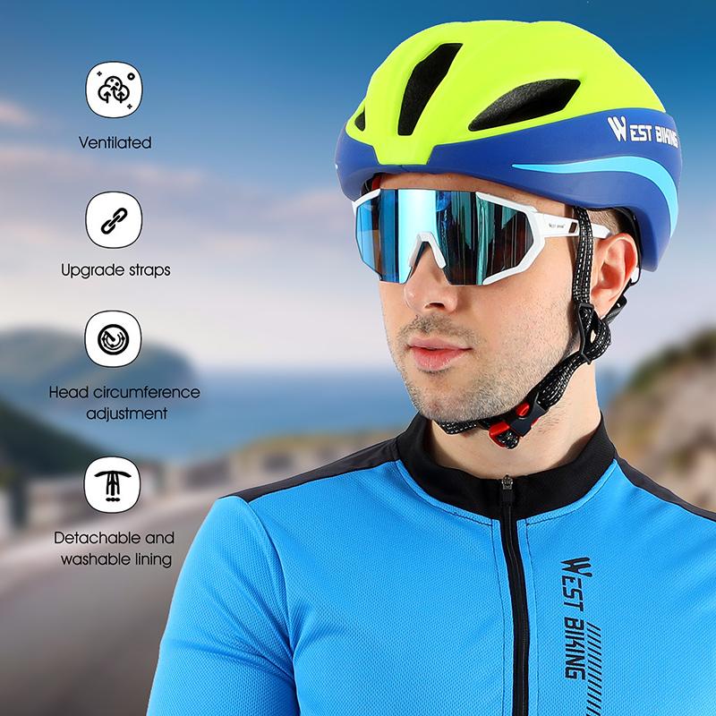 Casco Ciclismo WEST BIKING Ultraleggero 230g, Stampaggio Integrato, Per MTB E Strada, Taglia Unisex - Foto 2