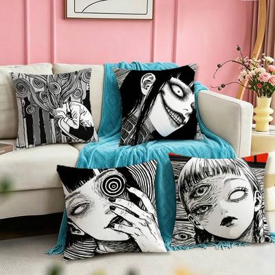 Japanese Junji Ito Tomie Square DoubleSided Printed Pillow Case Bedroom Bedside Pillow Sofa Cushion Cover