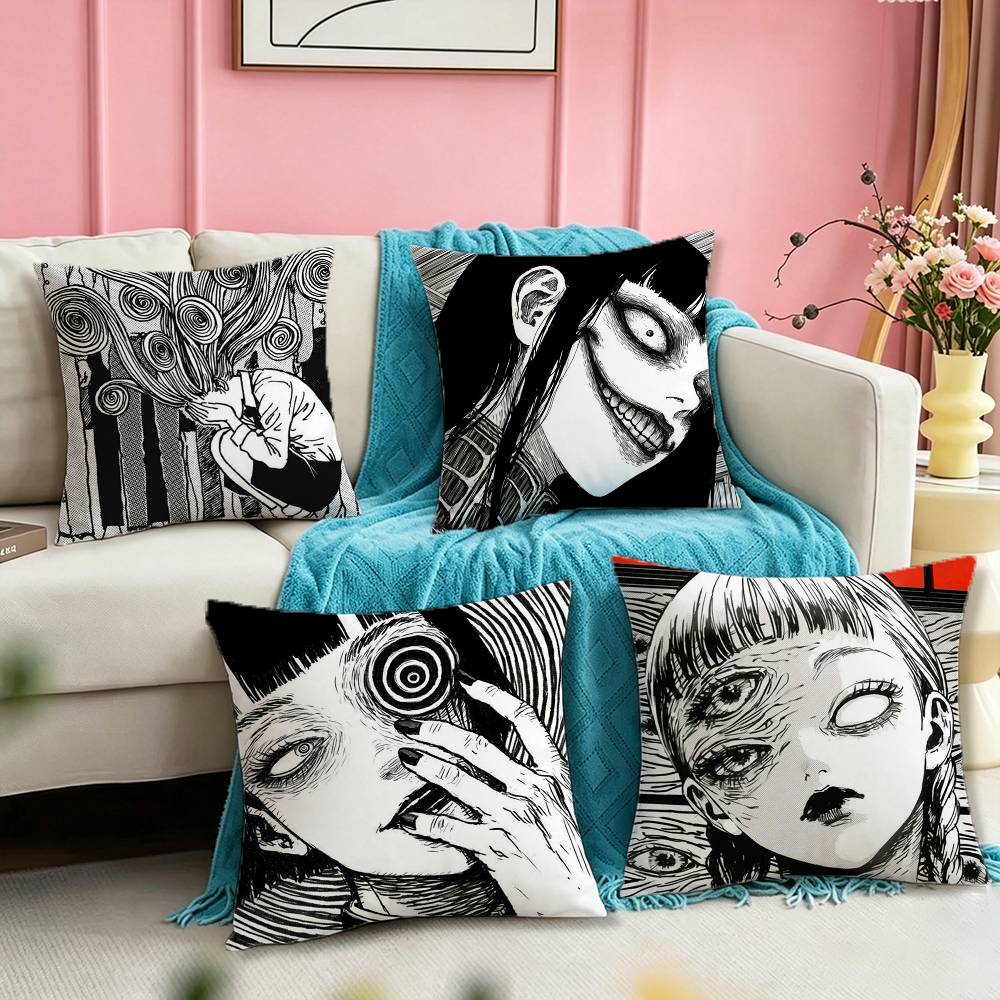 Japanese Junji Ito Tomie Square DoubleSided printed Pillow Case Bedroom Bedside Pillow Sofa Cushion Cover