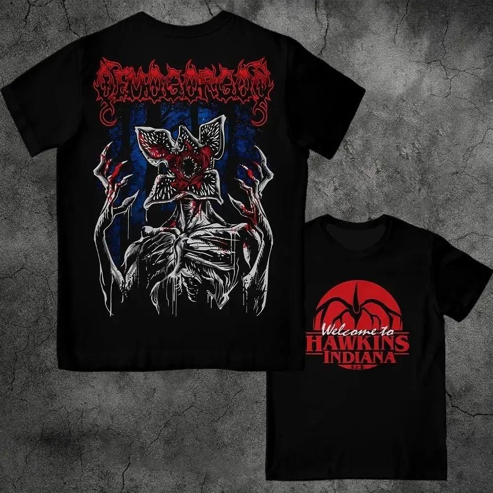 Cotton Eddie Munson Stranger Vintage Print Tshirt Demogorgon Cannibal Flower Hawkins Pattern Tshirt Y2K Streetwear Top