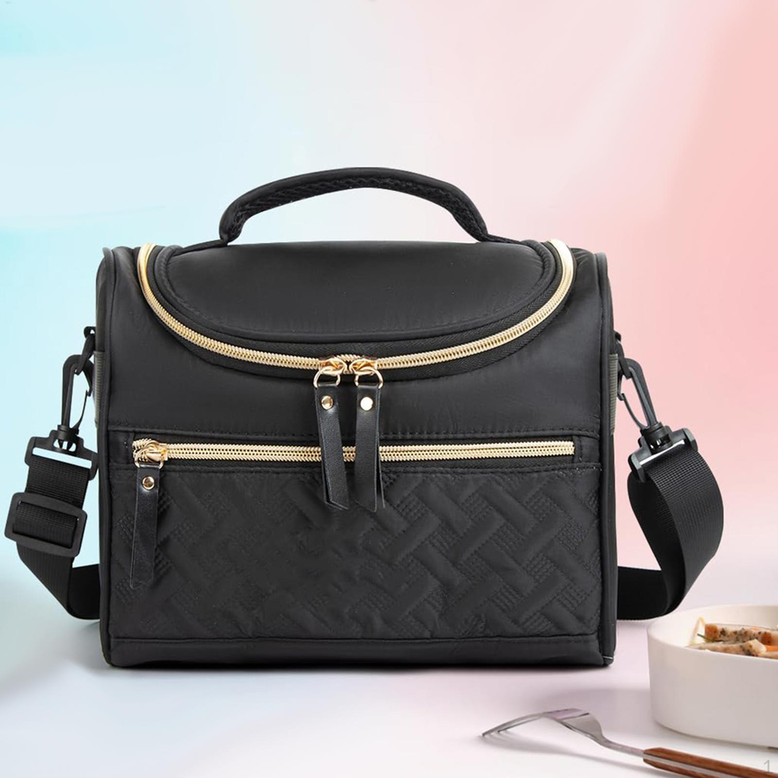 

для Женщин ,Сумка-тоут, Большая, Непротекаемая, Полиэстер Многоразовая Изолированная Сумка для Ланч-бокса Офис Путешествия чёрный