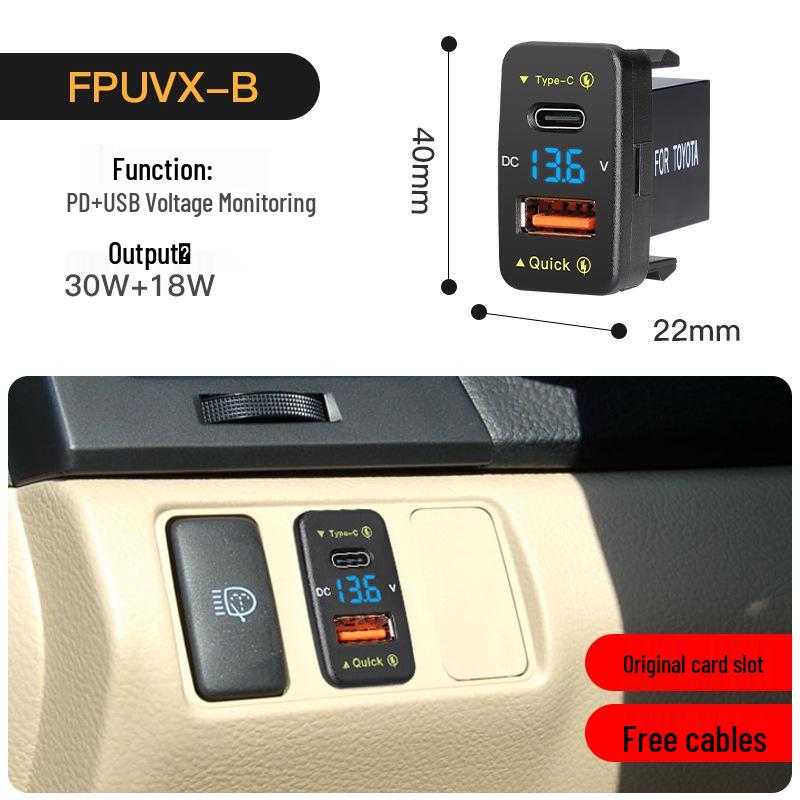 48W QC3.0 Fast Charge Type C Car Charger for Toyota