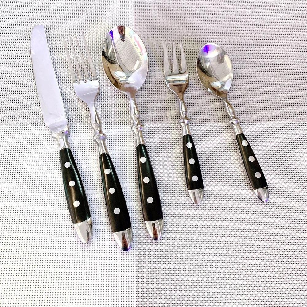 Steel Western Food Tableware Set Three Nails Knife, Fork and Spoon Practical Bakelite Black Handle Stainless Knife