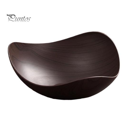 Odor-free Storage Bowl Vintage Wood Grain Fruit Tray, Food-Grade Snack Candy Serving Plate, Thickened Wear Resistant Nestable Stackable Decorative
