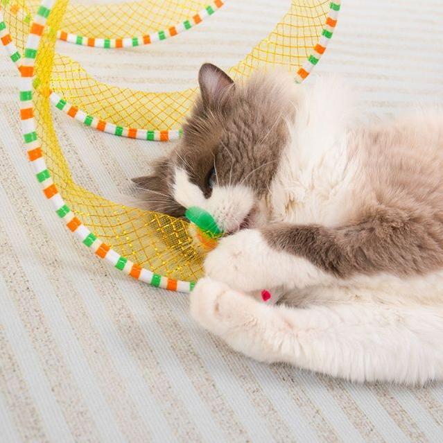 Katzentunnel zum Bohren von Durchgängen, Spielzeug für Haustiere, Kätzchen und Katzen, zusammenklappbar, elastisch, selbsterhitzend, Langeweile lindernde Artefakte, neckender Katzenstock