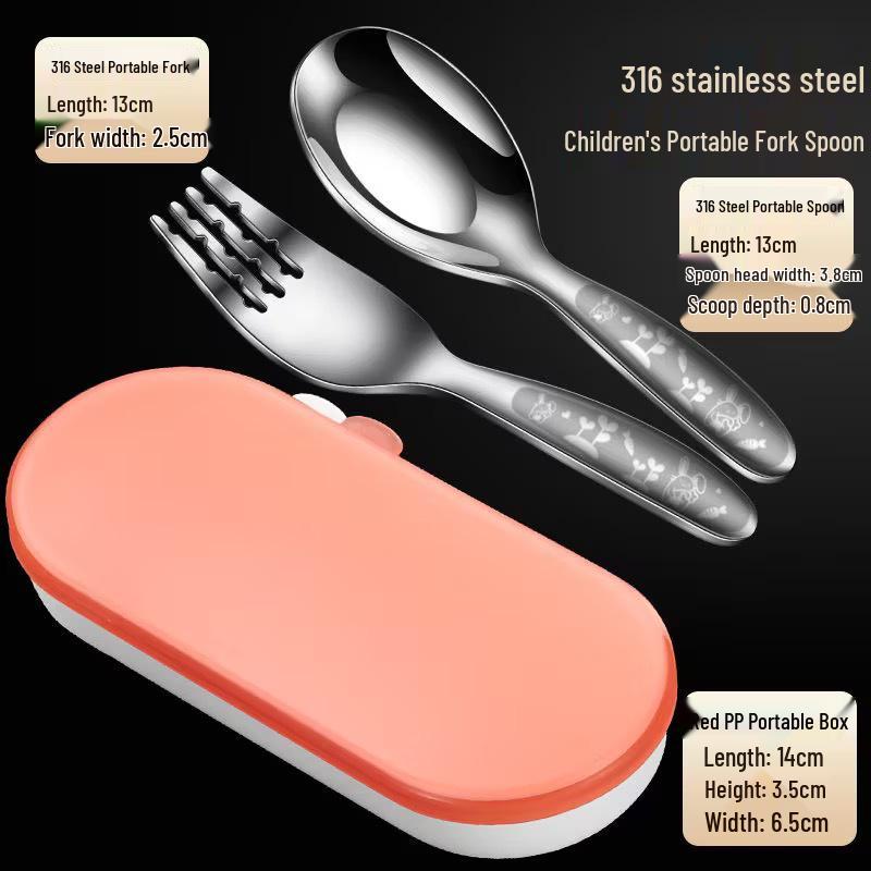 316 Stainless Steel Baby Spoon & Fork Set - Creative Cute Design, Ideal for Complementary Food, Soup, and Ladles.