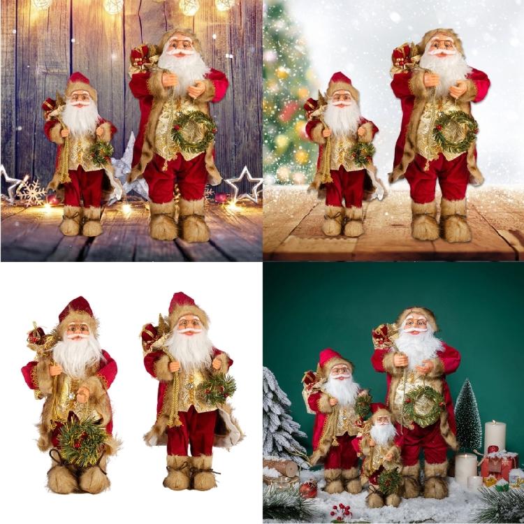 Santa Figurine with Gift Bag Ornament Christmas Decoration for Living Room and Bedroom Tabletop Holiday Party Supply