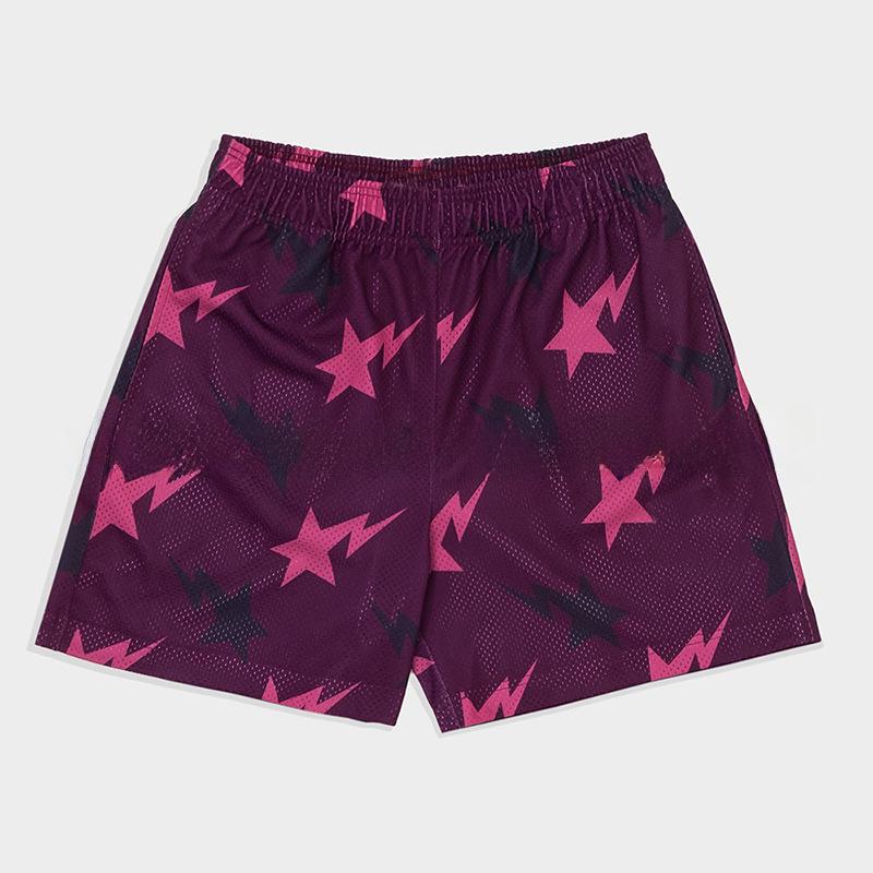 

Повседневные сетчатые шорты унисекс: Модная, дышащая пляжная и спортивная одежда для любителей фитнеса Wine Red with Logo