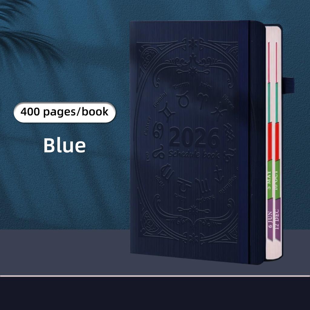 2026 A5 Gestructuurd PU Draagbaar Agenda Boek Engels Kalenderboek Notitieblokken Creatieve Dagelijkse Planner Herinnering Desktop Datumkalender