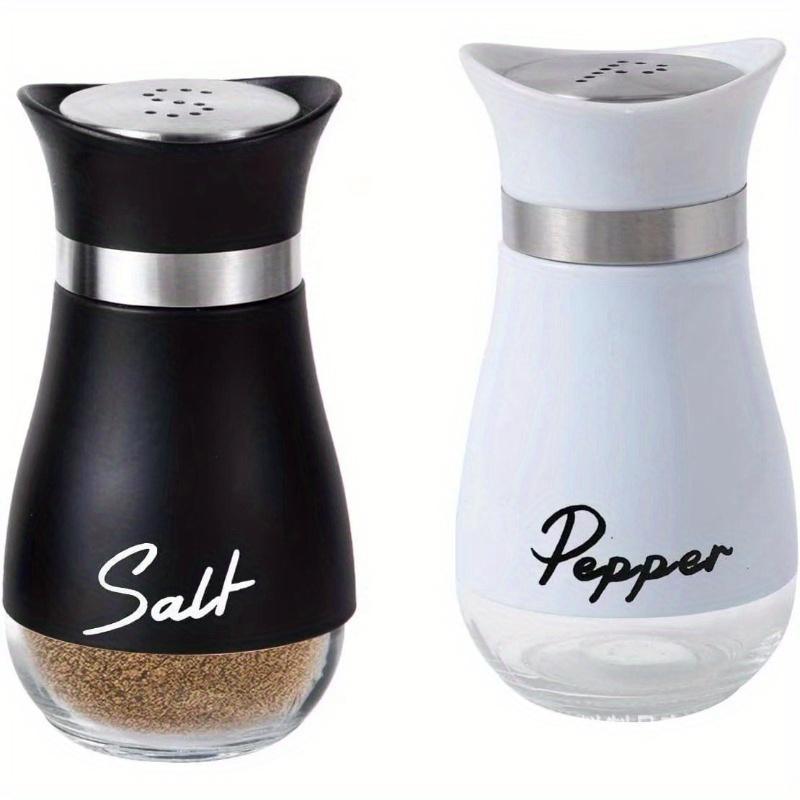 2pcs Salt and Pepper Shakers Set Glass Bottom Salt Pepper Shaker with Stainless Steel Lid Kitchen Decor and Accessories