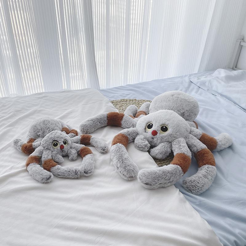 Practical Home Decor Unisex Gray/Red 30/50Cm Stuffed Animal Spider Plush Toy Soft Reptile Spider Doll Toy Nose Big Eyes Simulation Spider Toy Room Decor