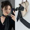Polka Dot Silk Scarf: Chic Long Neck Wrap & Decorative Belt