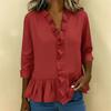 2026 Summer New Women's Solid Color Ruffle T-Shirt, Casual Three-Quarter Sleeve Blouse for Women