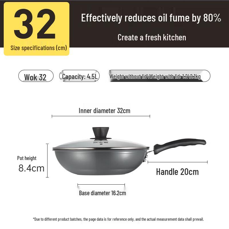 COOKER KING Healthy Smokeless Titanium Ceramic Wok - 32cm