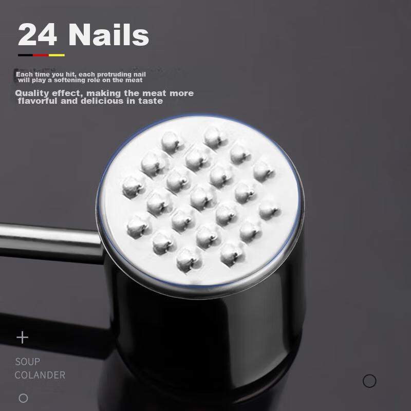 BJ 304 Stainless Steel Double-Sided Meat Tenderizer, Steak Mallet, Meat Hammer, Rosewood Meat Tenderizer, Meat Tenderizing Hammer