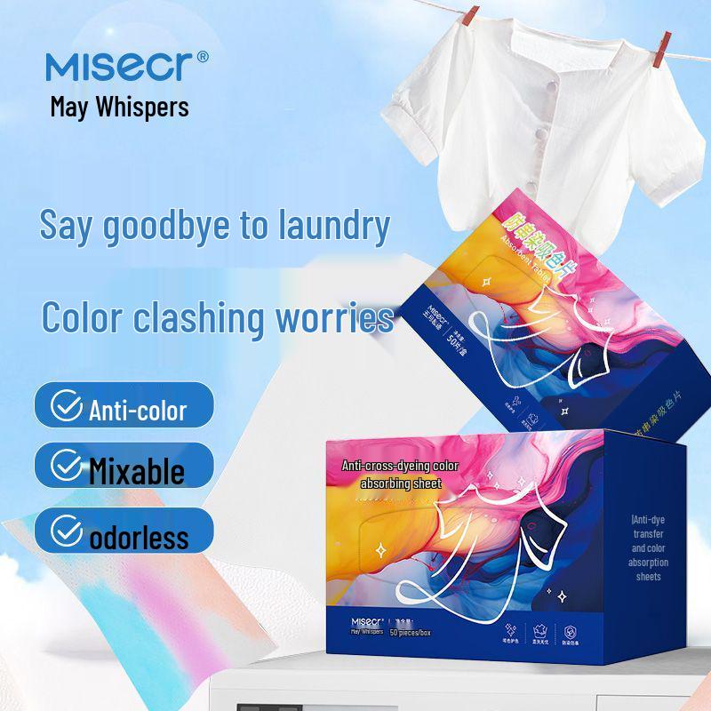 May Whisper Masterbatch Anti-Bleeding Color Absorbing Laundry Sheets for Mixed Washes