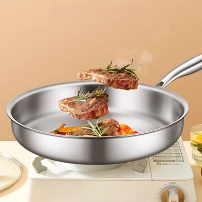 Bratpfanne aus Edelstahl 304, Antihaft-Pfanne, Bratpfanne, Steaktopf, unbeschichtet, Küchenkochgeschirr für Gasherd und Induktionsherd
