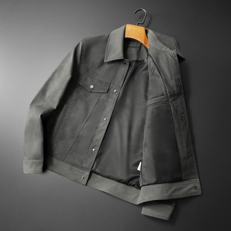 Autumn and winter new slim-fit men's fashion lapel locomotive leather jacket slim-fit PU leather jacket