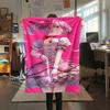 1PC Puella Magi Madoka Magica Print Flannel Blanket, High Quality All Seasons, Home Decor, Warmth and Comfort, Perfect for Christmas Gifts