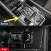 Car Accessories Fit for      2024 2025 Mazda 3 Axela Interior Gear Shift Knob Console Media Panel Cover Trim (Carbon Fiber Style) Stainless Steel 1