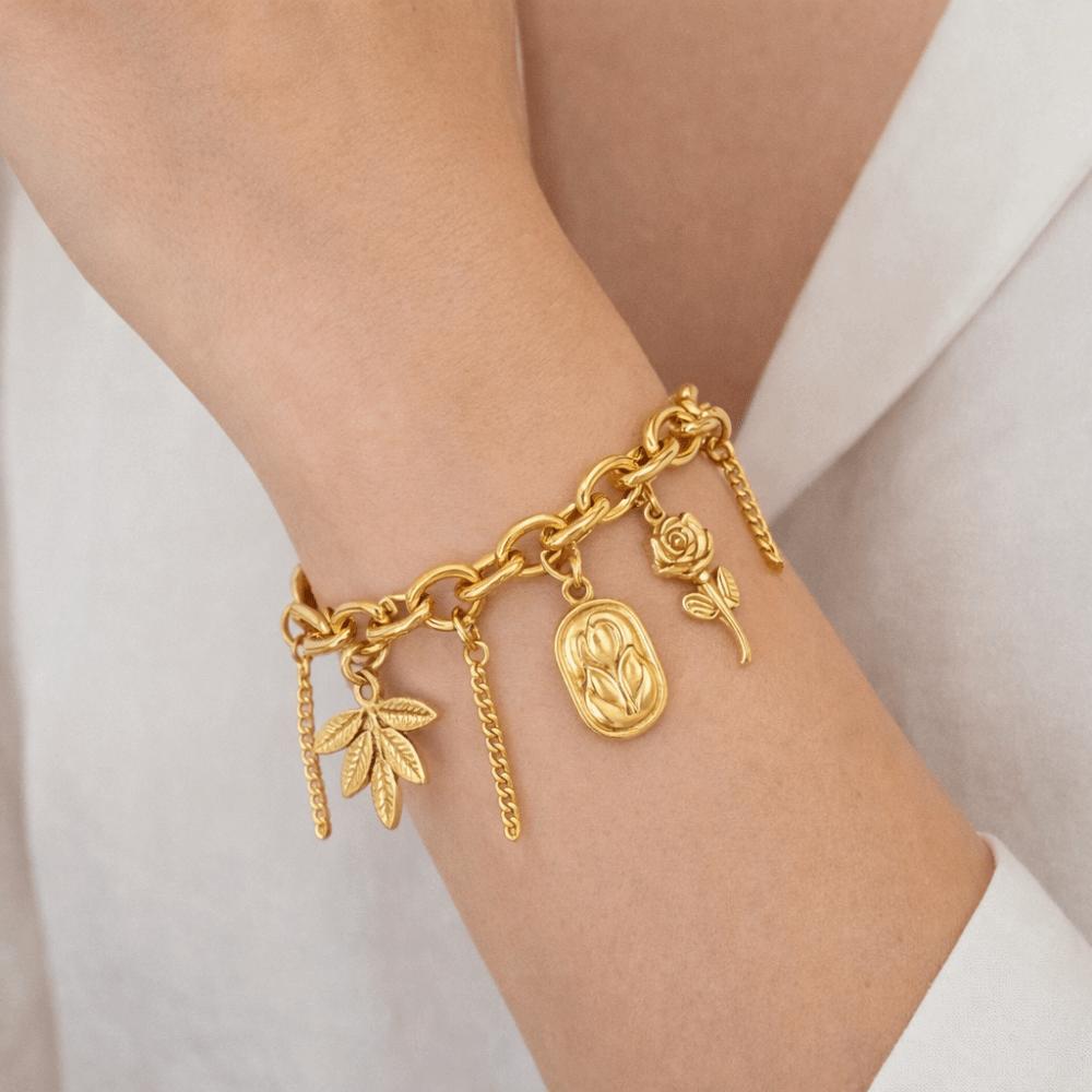 Bow Hollow Bracelet Love Heart Charm Bangle Elegant Gold Plated Bracelet  Party
