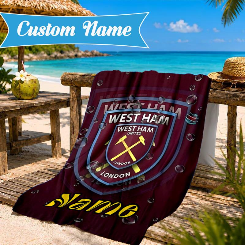 Custom Name Beach Towel hammer Crest Microfiber Beach Towel, Lightweight for Summer Travel, Swimming Pool Fan Birthday Gift