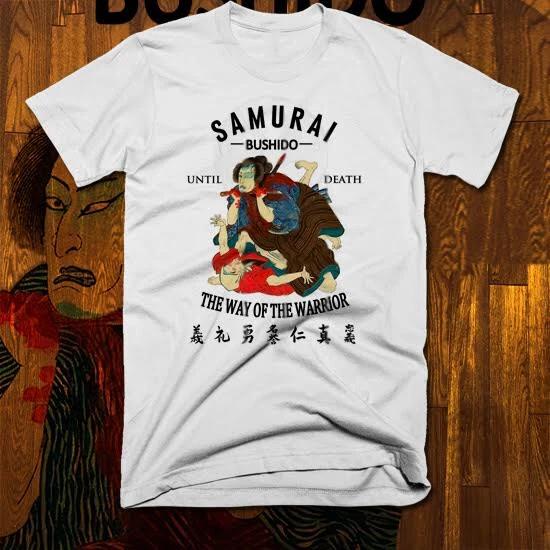 Samurai t-shirt japanese Warrior with katana kill bill style bushido code L